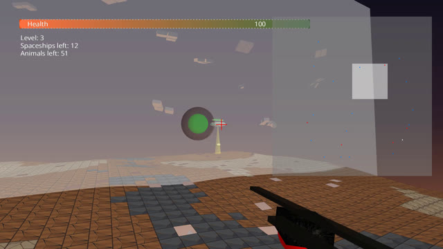 Level 3: Player shot at a beaming UFO